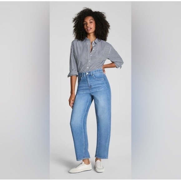 SPANX Pants - Spanx Spanxshape Authentic 360 Barrel Leg Jeans Women's XL R Medium Wash 21528R